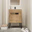 Meuble-lavabo de salle de bain 24 po avec lavabo - Installation en céramique à double usage avec charnière de porte à fermeture douce et structure en contreplaqué Imitation imitation chêne-884232876-884232874