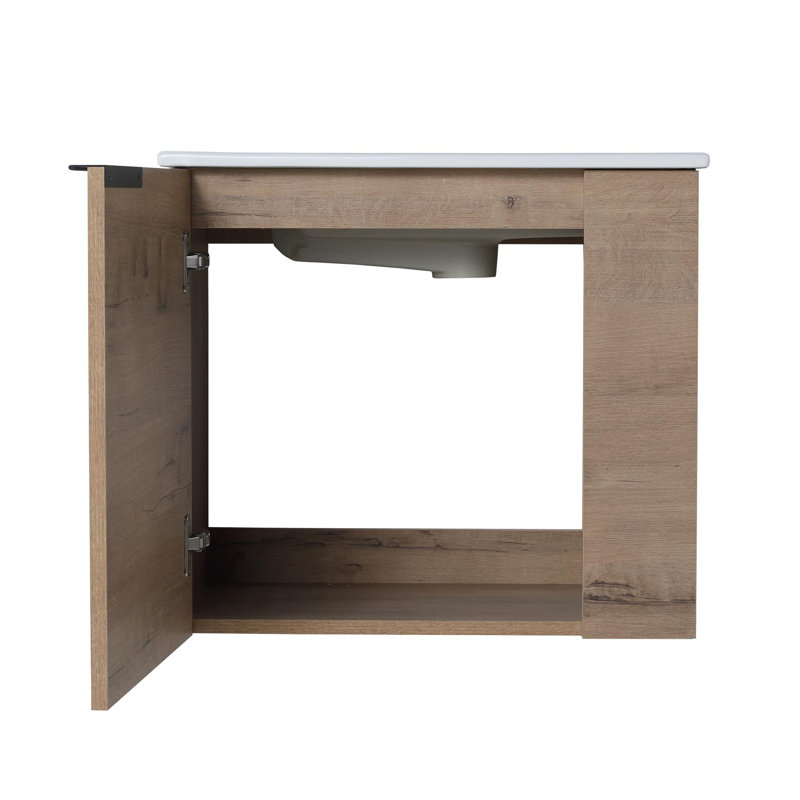 Meuble-lavabo flottant 22 po avec lavabo, Imitation chêne