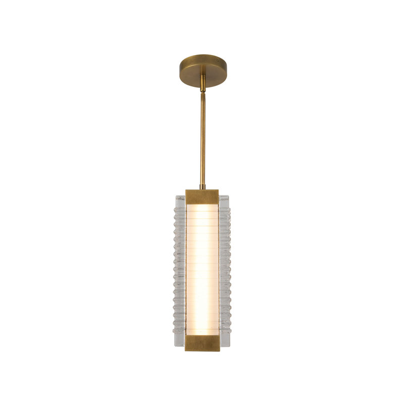 Alai 1 - Light LED Pendant by Alan Pepin, 16.25" H x 5.63" W x 4.13" D, Vintage Brass