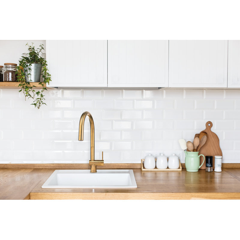 Azure Pull-Down Kitchen Faucet With C-Spout, Brushed Gold