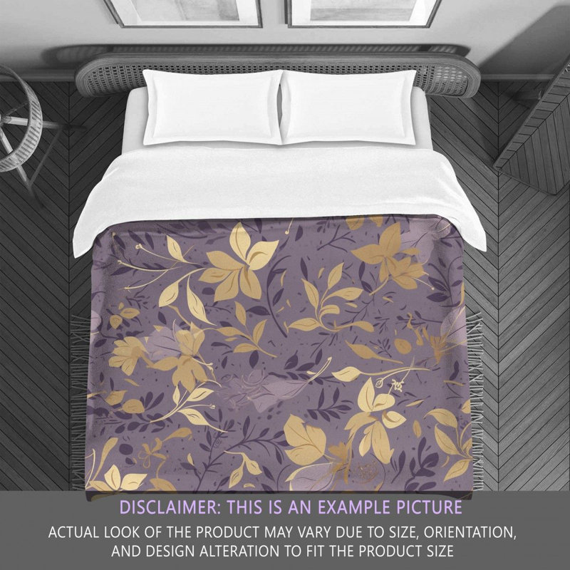 Floral Gold/Purple Microfiber Comforter, Queen Comforter