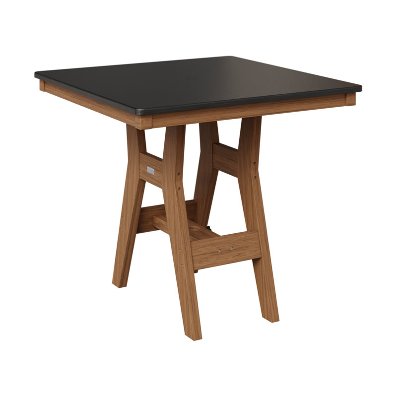 Table de bar carrée 33 po Berlin Gardens Harbor, Acajou antique, Noir martelé, H 38,87 po x l 33 po x P 33 po