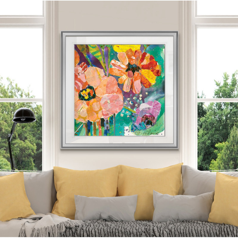 Kulick «Bold Blooms IV», peinture, H 16 po x l 16 po x P 1,5 po, Ébène / cadre argenté