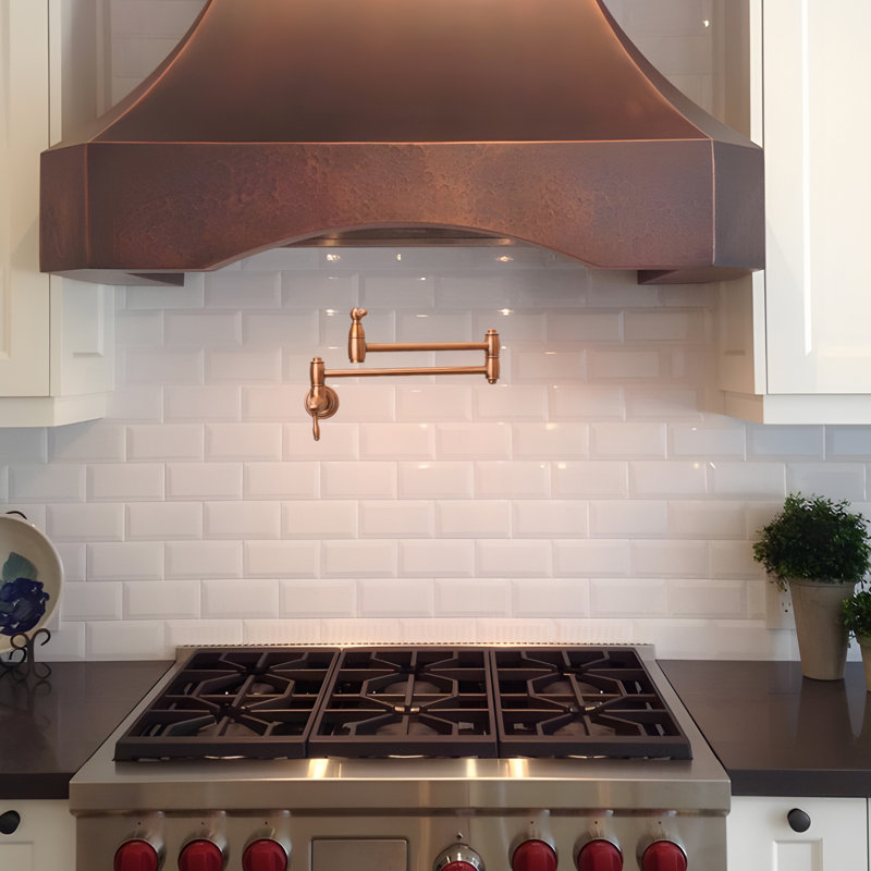 Wall Mount Brass Pot Filler with 2 Handles, Copper