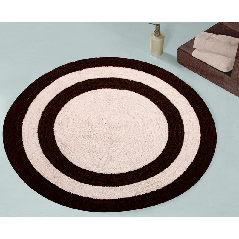 Tapis pour salle de bain 100% coton Manigault, Chocolat / Ivoire