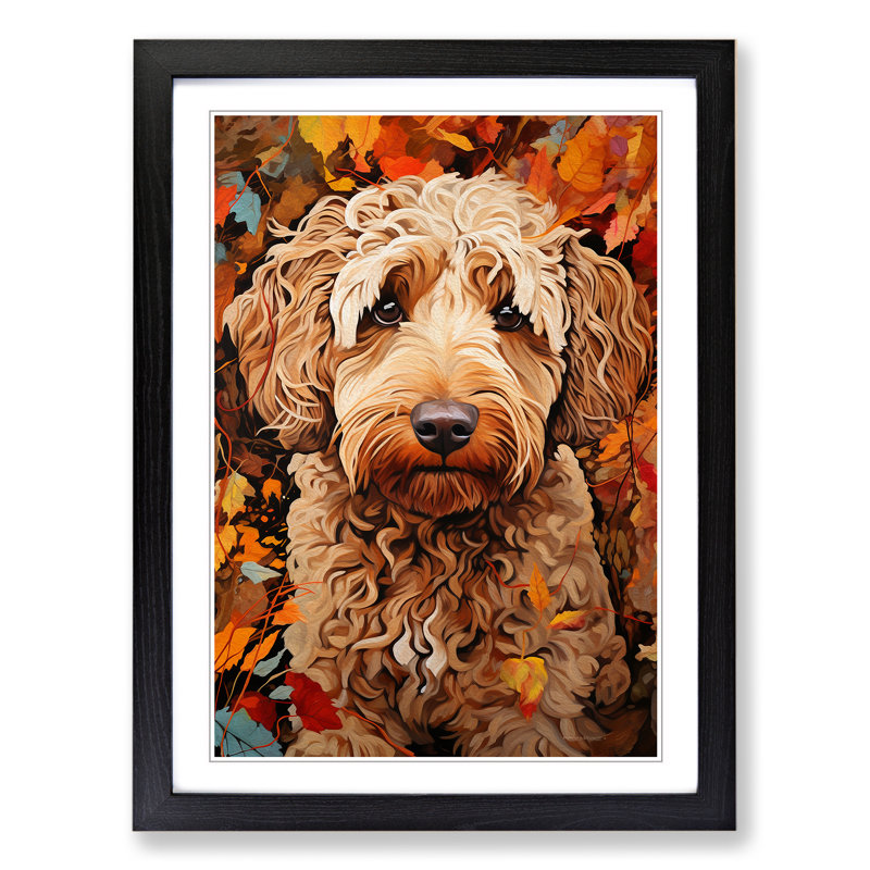 Labradoodle Informel No.2 - Single Picture Frame Print on Wood, Black Framed, 34cm H x 25cm W x 2cm D