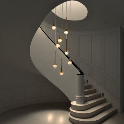 Vlera Modern Light Seeded Glass Cluster Integrated LED Teardrop Pendant Light In Antique Gold