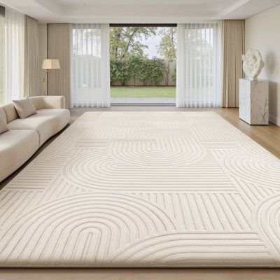 9x12 Area Rugs for Living Room, Machine Washable Rugs for Bedroom, Soft Large Area Rug Modern Geometric, Non-slip White Rug Carpet, Indoor Rug for kids Room Dorm Office Home Decor Aesthetic