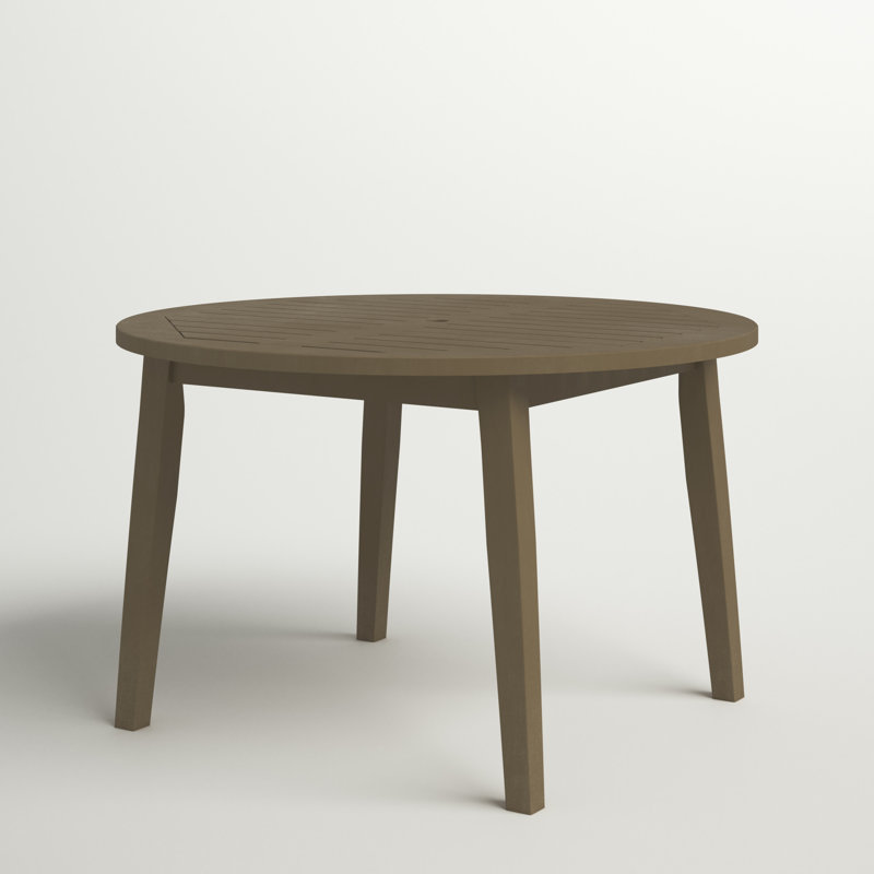 Hursey Round Outdoor Dining Table With Umbrella Hole , 48'' in. W 48'' in. D, Gray