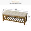 Banc de rangement rembourré de 113 cm (44,5 po) avec couvercle relevable et tablette ouverte-414237980-414907690