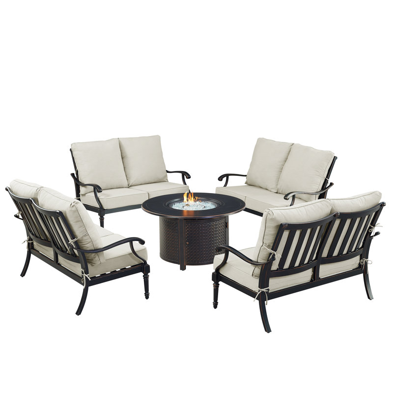 Pailey 8 - Person Patio Conversation Set with Cushions, Light Grey