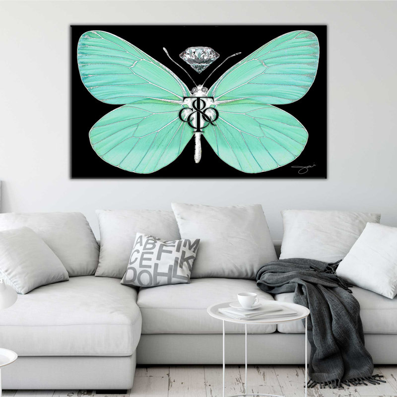 Papillon Tiffany (horizontal) - impression, Toile tendue, H 28 po x l 48 po x P 1,5 po