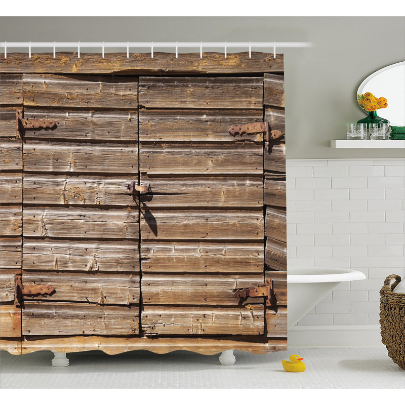  Rideau de douche Abandonné Vintage Farm + crochets, H 75 po x l 69 po