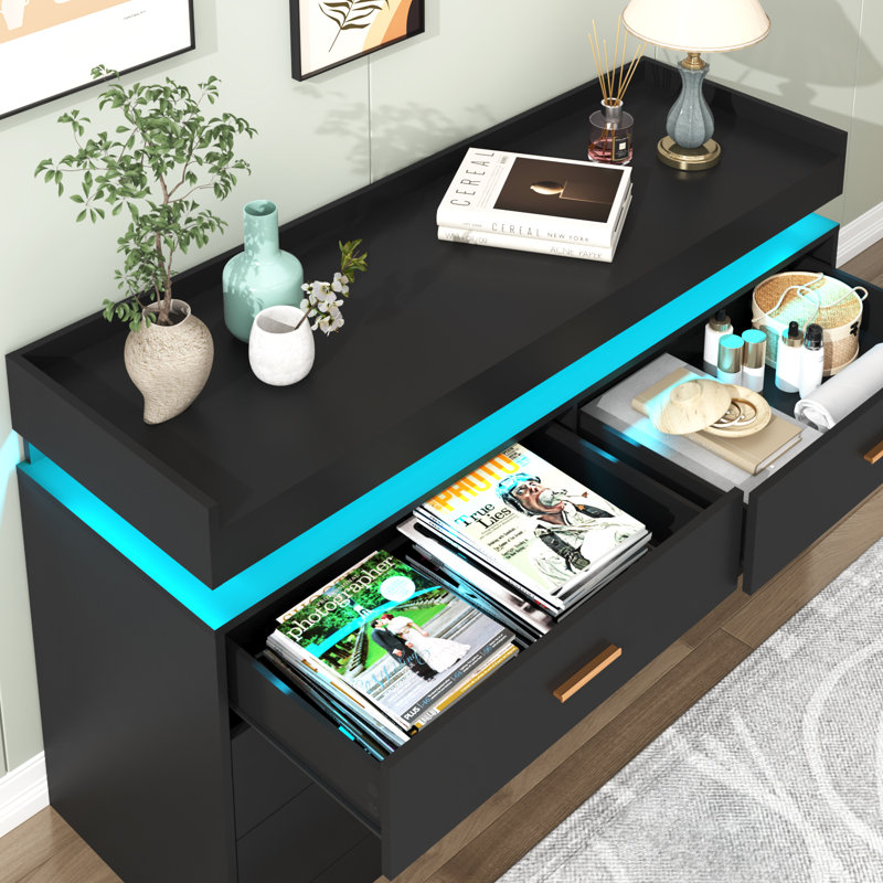 46.02 " W 6 - Drawer Dresser, Black