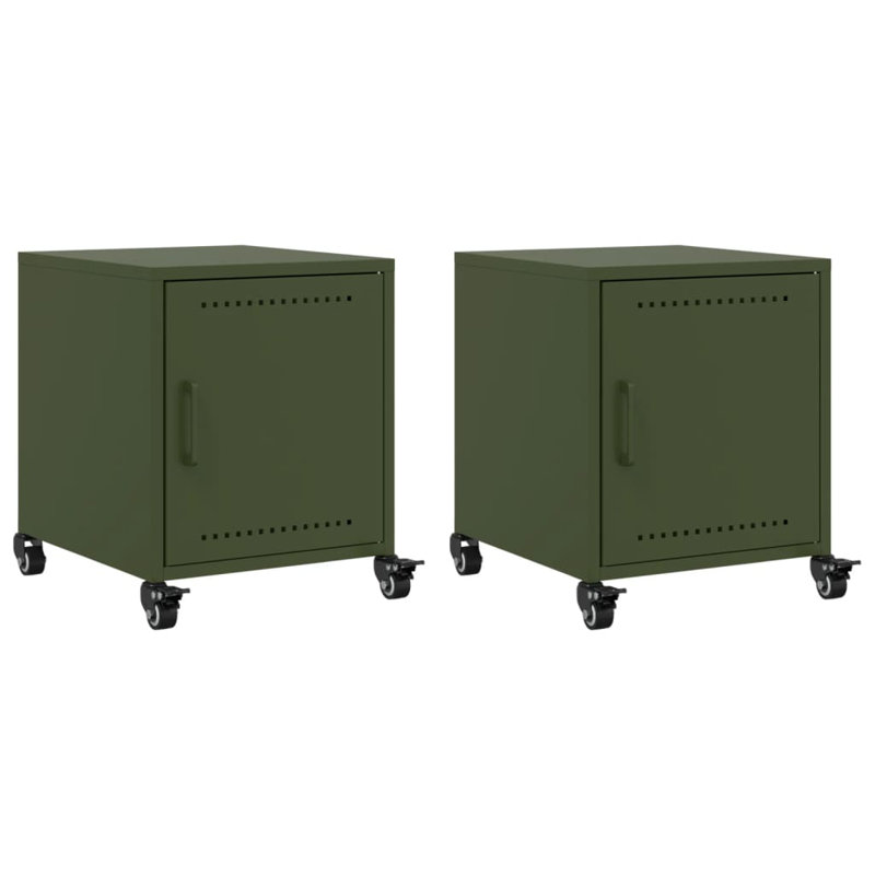 Preslei 36cm W Steel Bedside Table, Olive Green, Set of 2