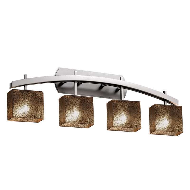 Barre d’éclairage de salle de bain 4 lumières Casson, Chrome poli, Opale