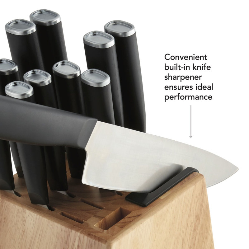 KitchenAid® Classic 12-Piece Block Set with Built-in Knife Sharpener, Natural