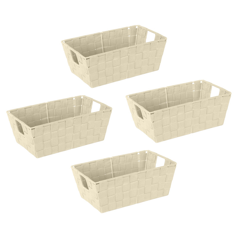Panier en tissu, Ivoire, H 4,5 po x l 11,4 po x P 6,5 po, 4