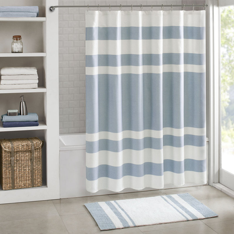Rideau de douche avec traitement 3M bleu 72 x 84 po, Bleu, H 84 po x l 72 po