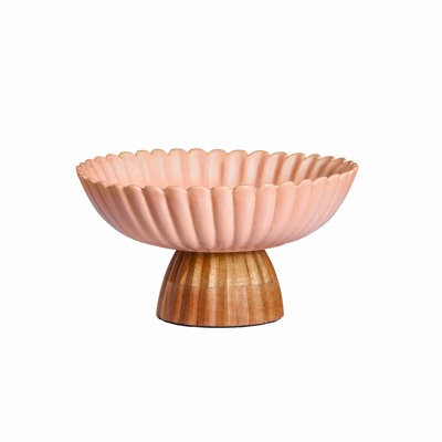 Dawn 5"H Ceramic Table Vase with Wood Base