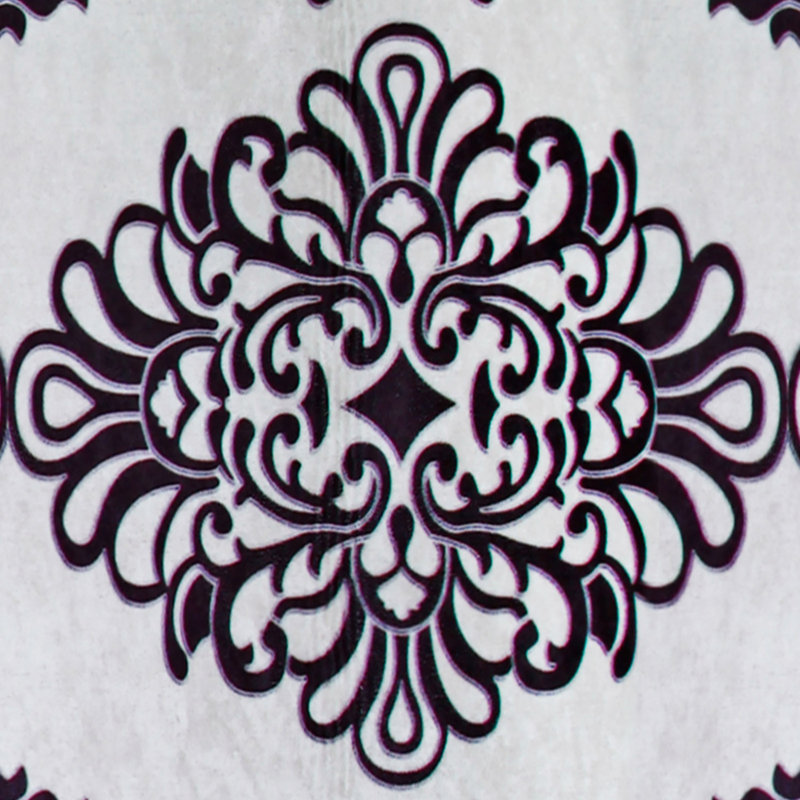 Tapis mauve / blanc en polyester tissé à la machine Novelty élisondo, Nouveauté 2 pi 7 po x 9 pi 10 po