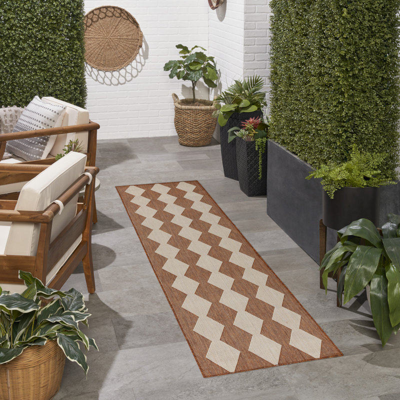 Positano Indoor / Outdoor Rug, Runner 2' x 6', Orange