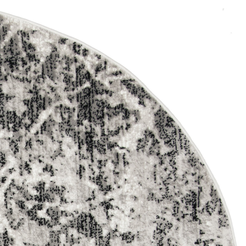 Tapis gris anthracite / ivoire Skyler, Rond 8 pi