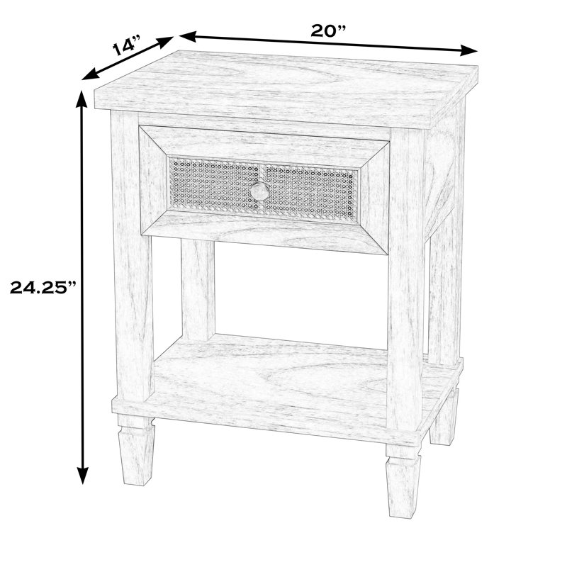 Flagstaff 1-Drawer Cane Nightstand, Black
