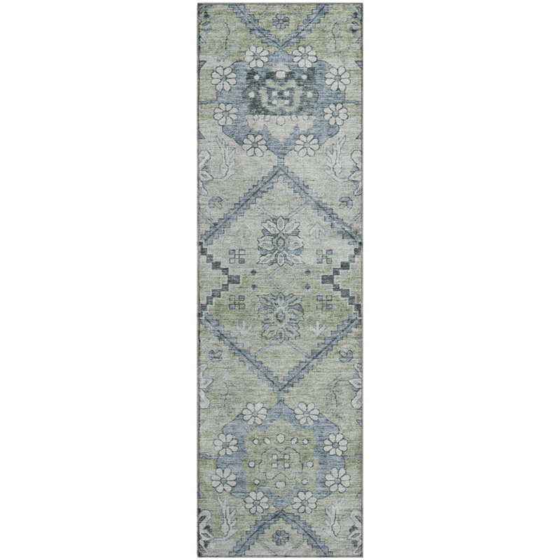 Premium Machine Washable Prisco Aloe Rug, Runner 2'3" x 7'6"