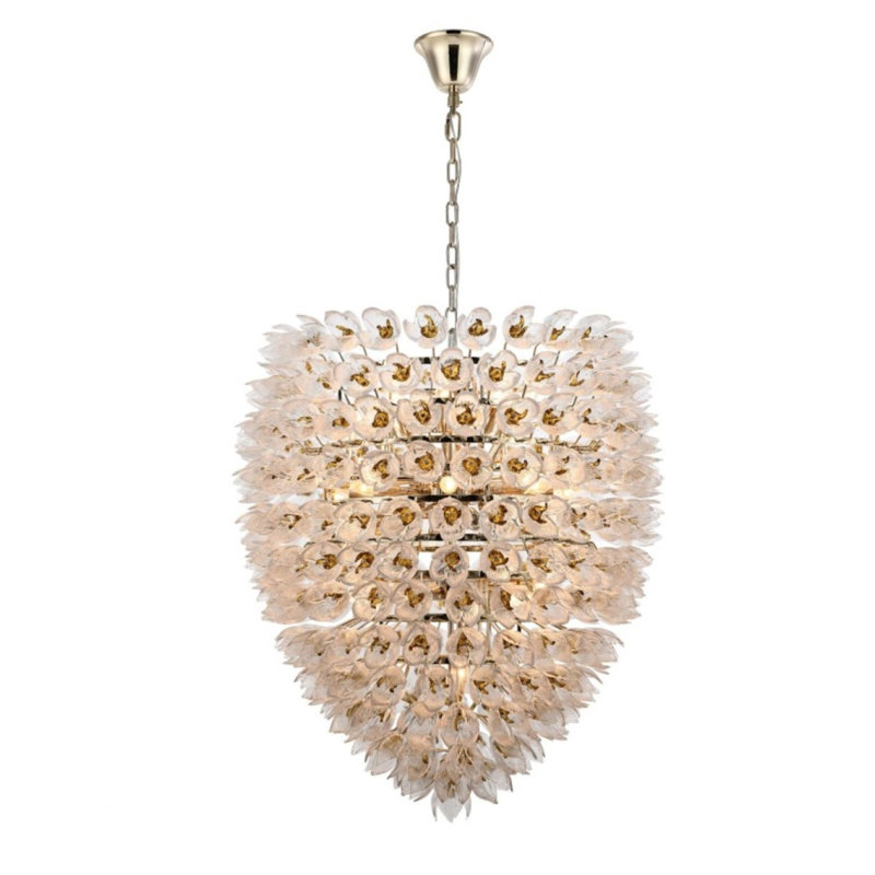 Lustre large en verre Murano Glorya II, Bronze, Vert, 29" Diameter x 30" Height