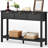 Fluted Wood Console Table with 3 Drawers-266278197