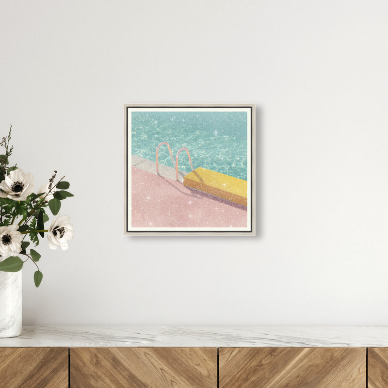 Poolside Symmetry II Print by Oliver Gal, 13"H x 13"W, Silver Floater Frame