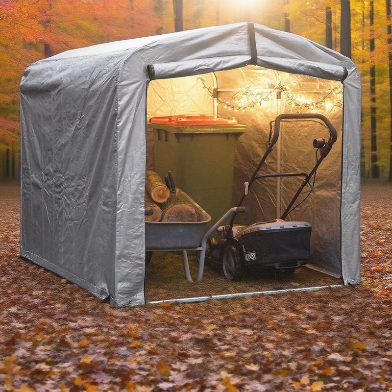 Stover 5 ft. W x 7 ft. D Polyethylene Dome Bike Shed, 163cm H x 120cm W x 176cm D, Light Grey