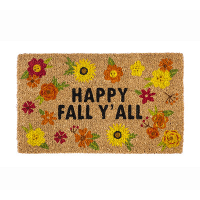 Automne à l’arrière de 30 po x 18 po happy automne y’all tissé tapis anti-dérapant pour porte intérieur/extérieur Santillan