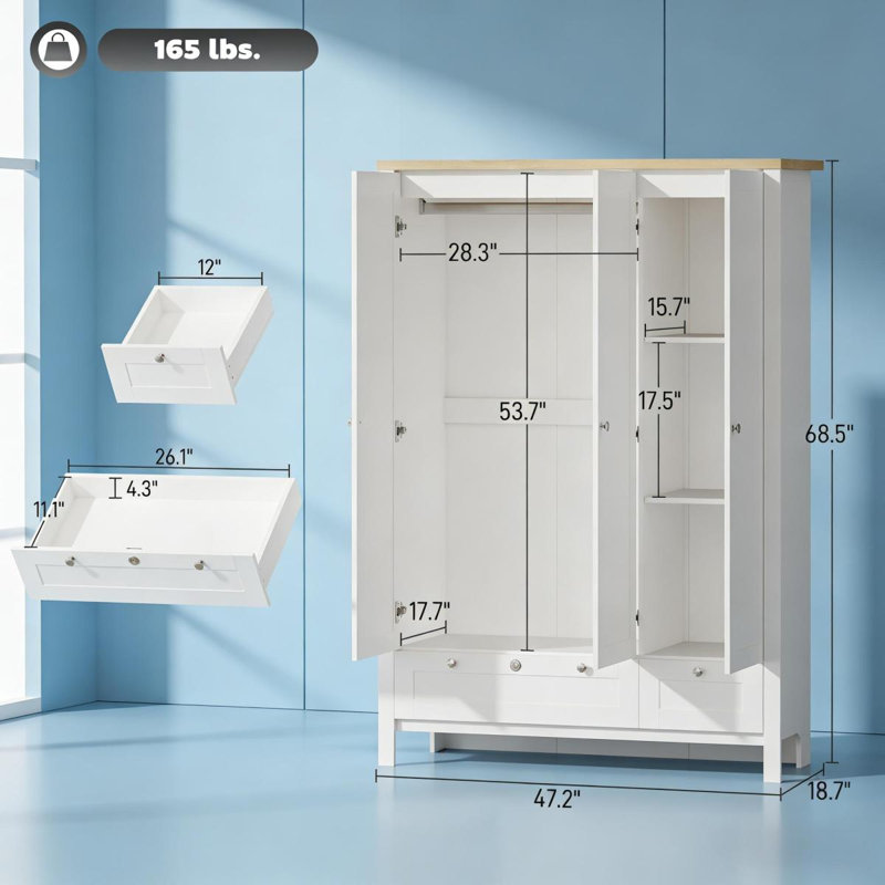 Garde-robe 3 portes, White