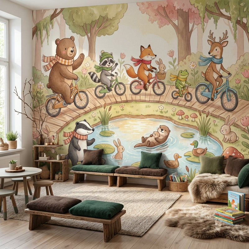 Papier peint nature fantaisiste, animaux fantaisistes, Non-Woven Nonpasted, 160"x108"