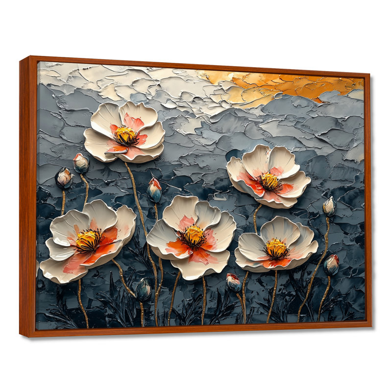 Bolling - Floral Wall Art, 16" H x 32" W, Brown Floater Framed