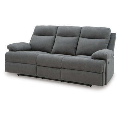 Silvy Reclining Sofa with Drop Down Table, USB Ports, Gray Chenille 86 Inch