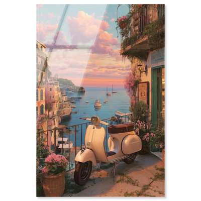 Scooter Sunsets Travel, reproduction d'art sur toile par Art Remedy