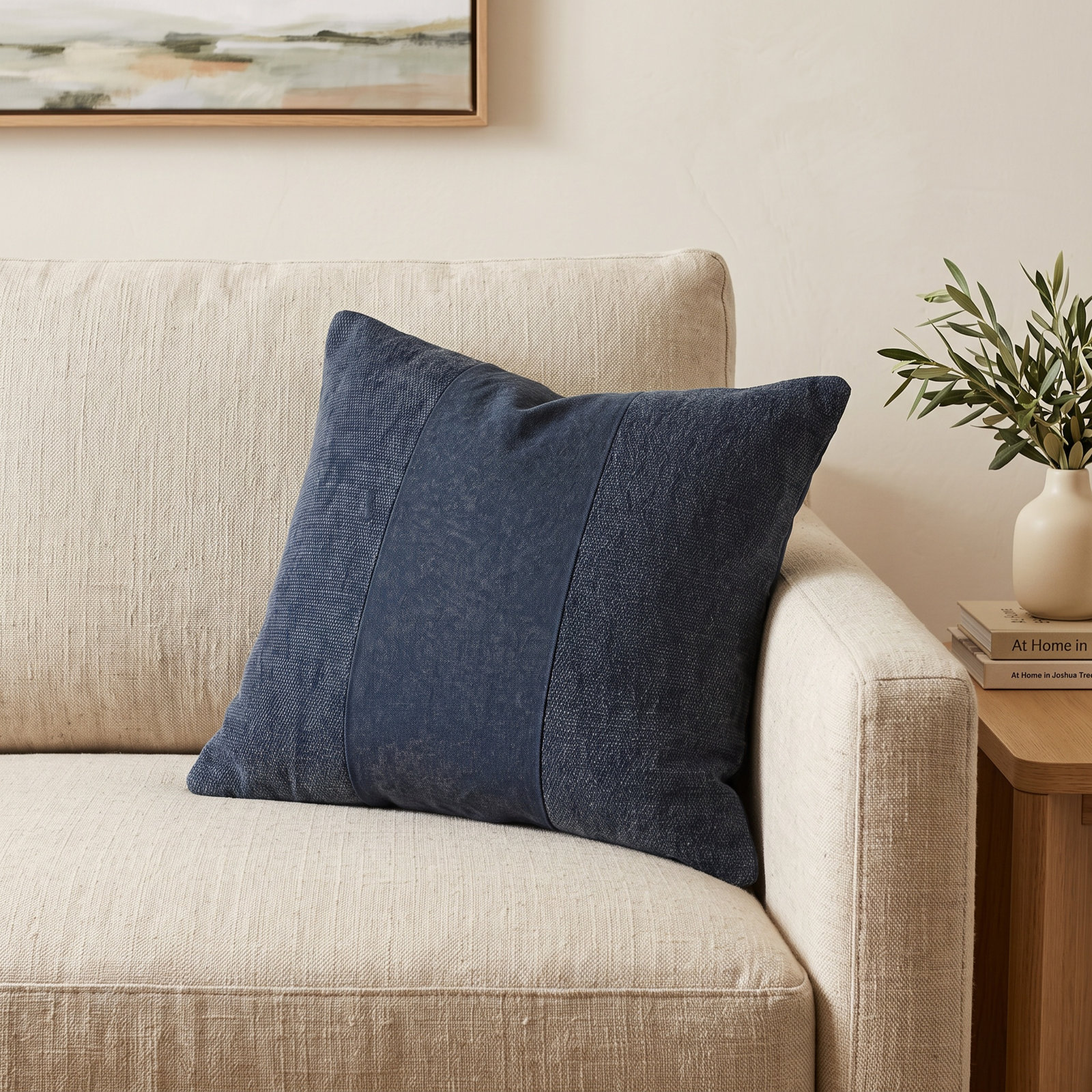 Dunbar Cotton Pillow Cover & Insert, 18" x 18", Navy, Poly Fill