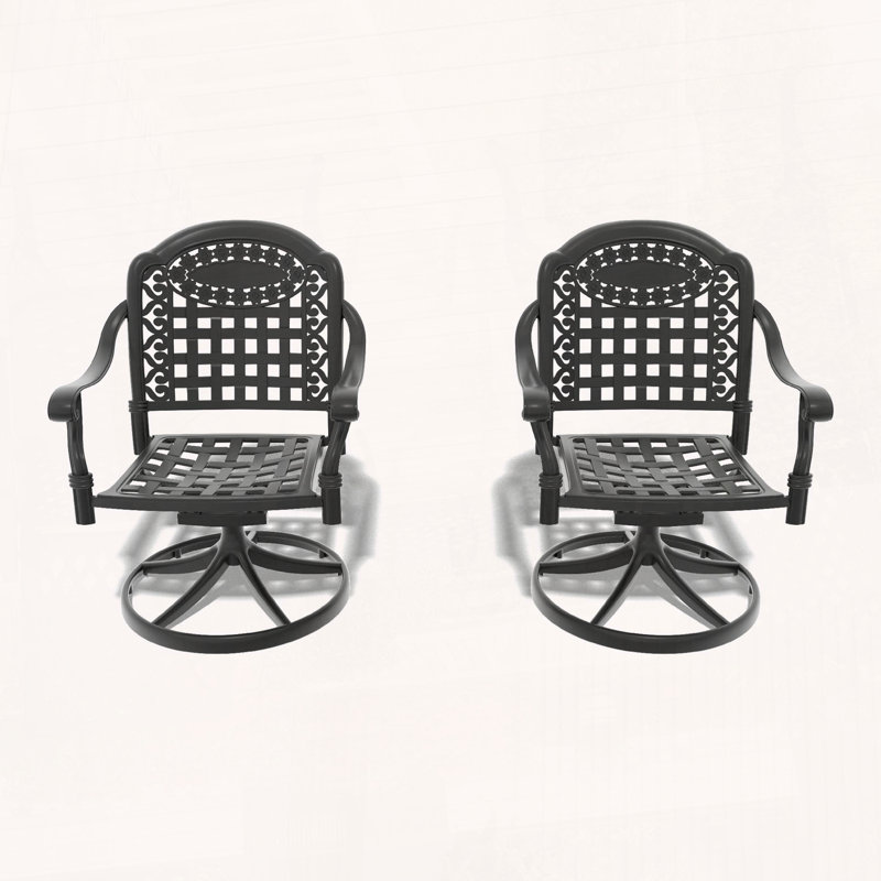 Chaise de patio pivotante en fonte d'aluminium, ensemble de 2, avec coussins