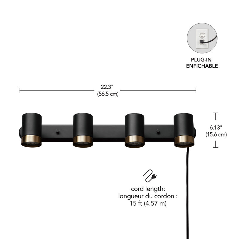22.25'' 4 -Light Fixed Track Track Kit with Adjustable Head