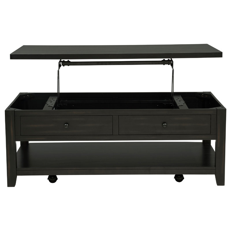 Ayne Lift-Top Coffee Table, Storage And Casters, Distressed Java 48 Inch