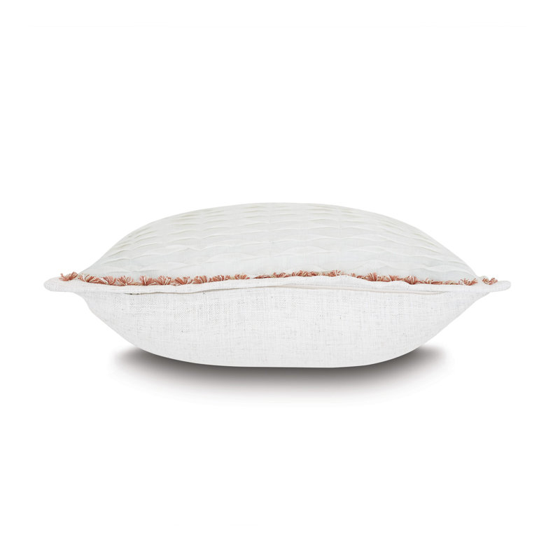 Rena Textured, Appliqued, Fringed Linen Throw Pillow, 20"H x 20"W