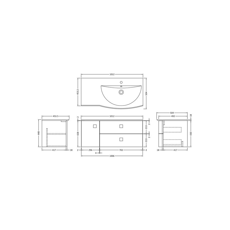 Sarenna 1012mm Single Bathroom Vanity with Integrated Polymarble Basin, Mineral Blue