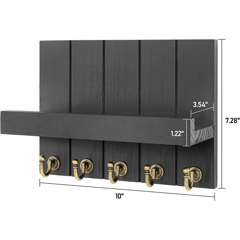 Vyrl Solid Wood Wall Organizer, Lacquered Black