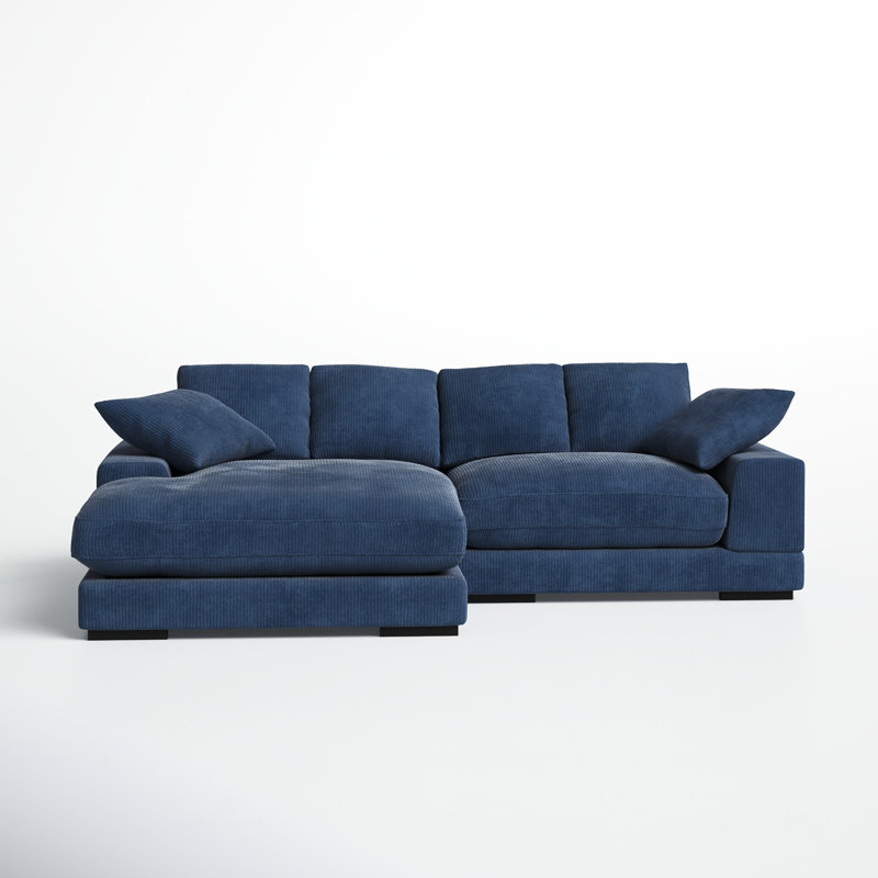 Lonsdale Chaise Sectional, Blue Corduroy