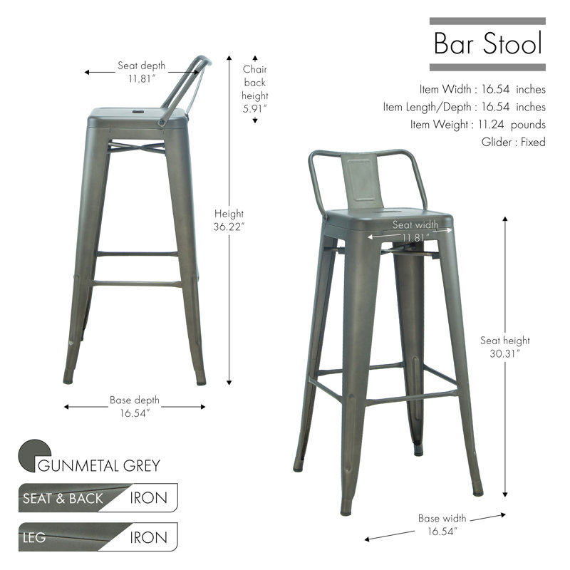 Tabouret Fonseca, Gris bronze, Tabouret (assise à une hauteur de 30,31 po)