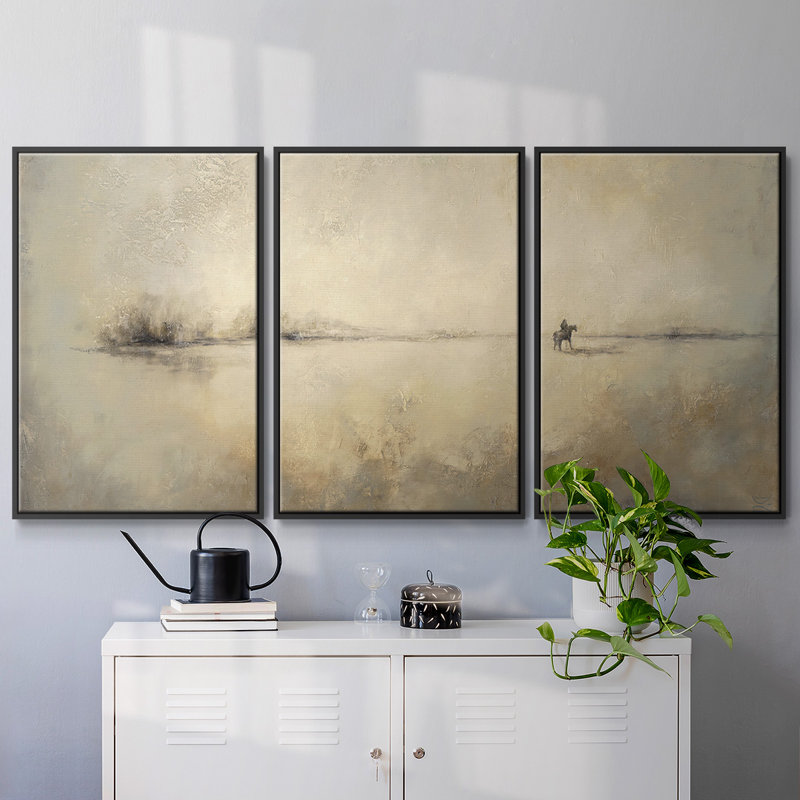 Travelers - Multi Piece Framed Canvas, 24" H x 48" W x 2" D, Black 