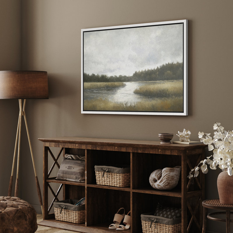 Impression murale sur toile Peaceful Marshland, décor rustique pour chalet ou salle à manger, H 16 po x l 24 po, Blanc